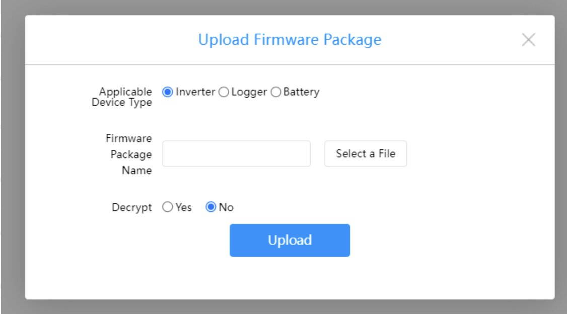 Pagina om firmware te uploaden